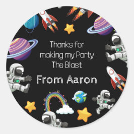 Adesivo Redondo Astronauta Espacial - Primeira Festa de aniversári