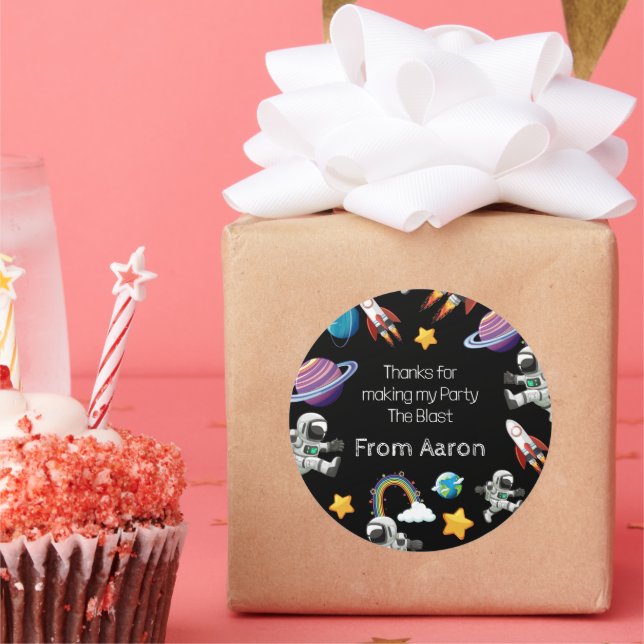 Adesivo Redondo Astronauta Espacial - Primeira Festa de aniversári (Festa)