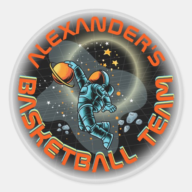 Adesivo Redondo Astronauta Espacial Slamdunk Legal Crianças Divers (Frente)