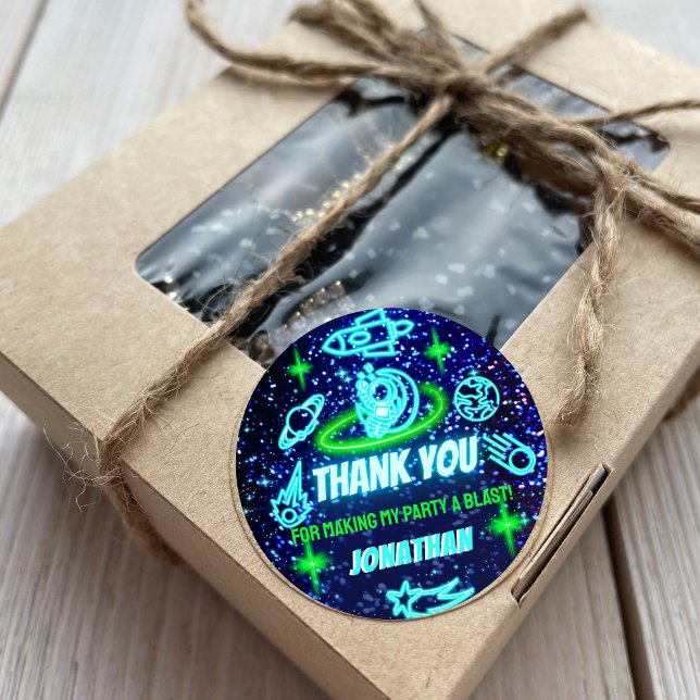 Adesivo Redondo Astronauta Espacial Verde Azul - Obrigado (Criador carregado)