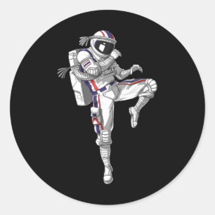 Adesivo Redondo Astronauta Muay Tailandês Boxando Karate Kickboxin