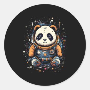 Adesivo Redondo Astronauta Panda Exterior Panda Bear Kawaii