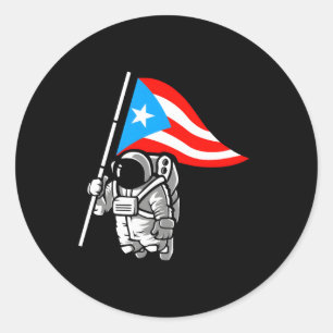 Adesivo Redondo Astronauta porto-riquenha Bandeira Boricua
