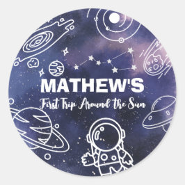 Adesivo Redondo Astronauta primeiro aniversario de Planetas Extern