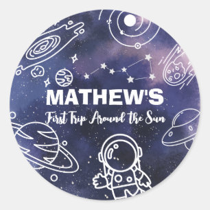 Adesivo Redondo Astronauta primeiro aniversario de Planetas Extern