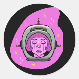 Adesivo Redondo Astronauta Rosa Chorando