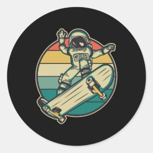 Adesivo Redondo Astronauta Skate Skateboard 