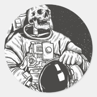 Adesivo Redondo Astronauta Skeleton Spooky Skull