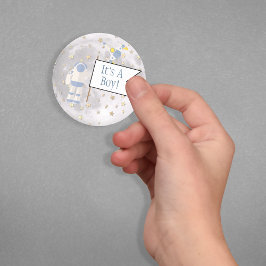 Adesivo Redondo Astronauta Space Baby Moon É Um Menino!