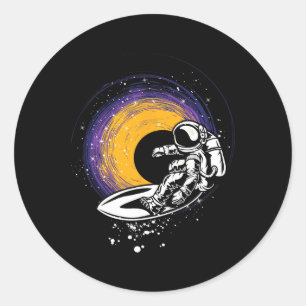 Adesivo Redondo Astronauta Surfista - Planetas da Galáxia Espaço E