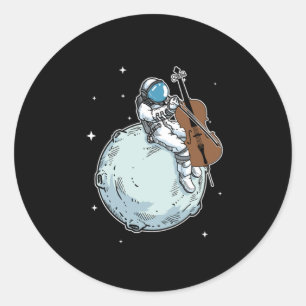 Adesivo Redondo Astronauta Tocando Cello Music Cello Lover Gift