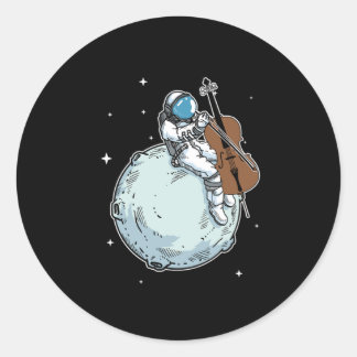Adesivo Redondo Astronauta Tocando Cello Music Cello Lover Gift