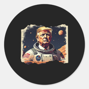 Adesivo Redondo Astronauta Trump Ocupa Exploração Espacial de Mart