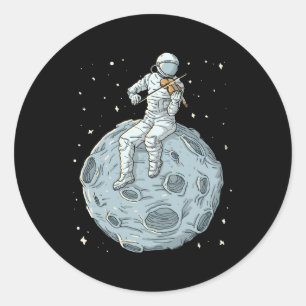 Adesivo Redondo Astronauta Violin Player Violinista Viola Al Music