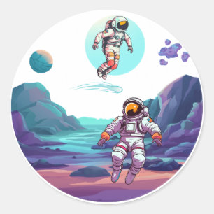 Adesivo Redondo Astronautas no espaço