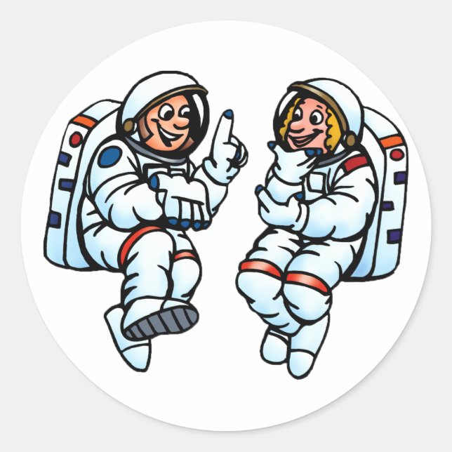 Adesivo Redondo Astronautas Stickers (Frente)