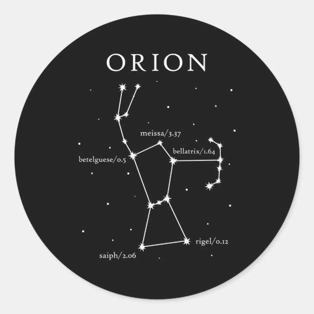 Adesivo Redondo Astronomia de Constelação de Orion (Frente)