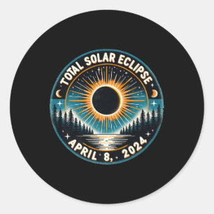 Adesivo Redondo Astronomia Solar Eclipse Vintage 2024 Eclipse Sola
