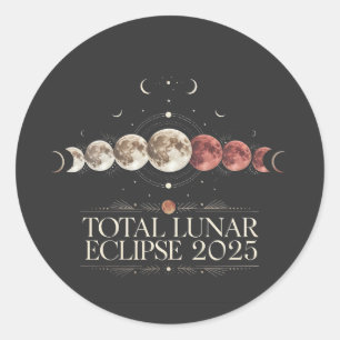 Adesivo Redondo Astronomia Total Lunar Eclipse 2025 Noroeste dos E
