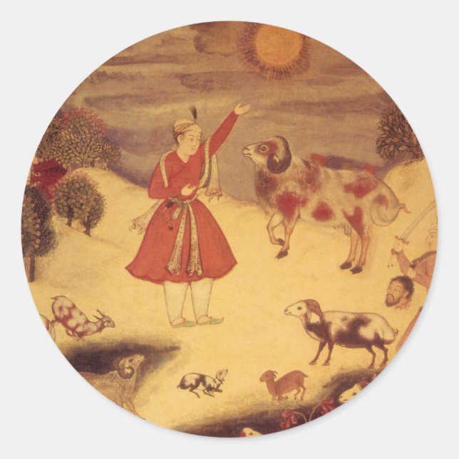 Adesivo Redondo Astronomia Vintage, Arte Celestial Asiática Antiqu (Frente)