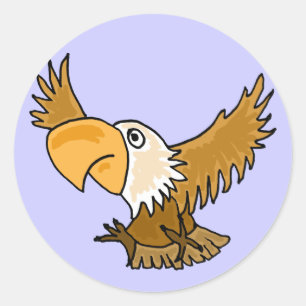 Adesivo Redondo AT- Engraçado Cartoon Eagle Stickers