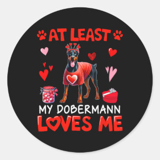 Adesivo Redondo At Least My Dobermann Loving Me Valentine's Single