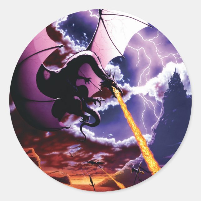 Adesivo Redondo Ataque Dragão (Frente)