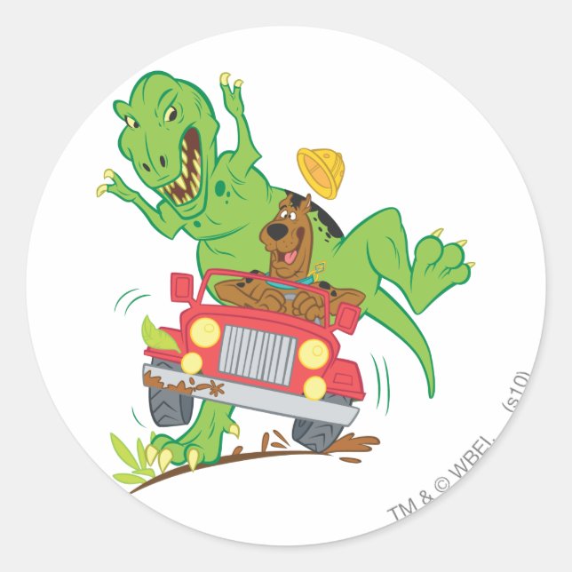Adesivo Redondo Ataque T-Rex Scooby-Doo (Frente)