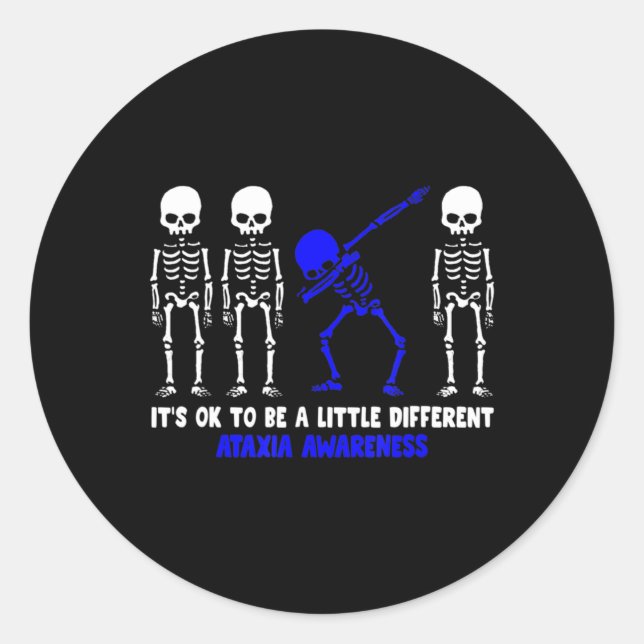 Adesivo Redondo Ataxia Warrior Blue Ribbon Awary Hall (Frente)