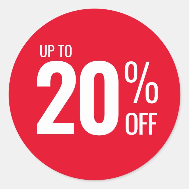 Adesivo Redondo Até 20% OFF (20) Venda a retalho de pequenas empre (Frente)
