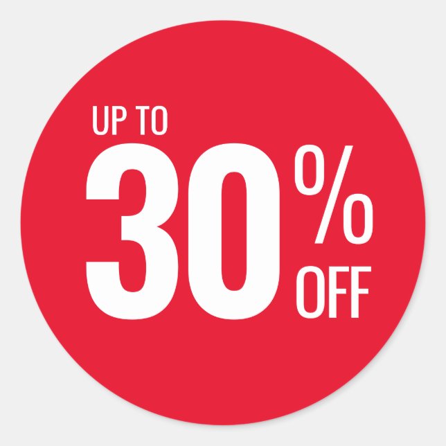 Adesivo Redondo Até 30% OFF (30) Venda a retalho de pequenas empre (Frente)