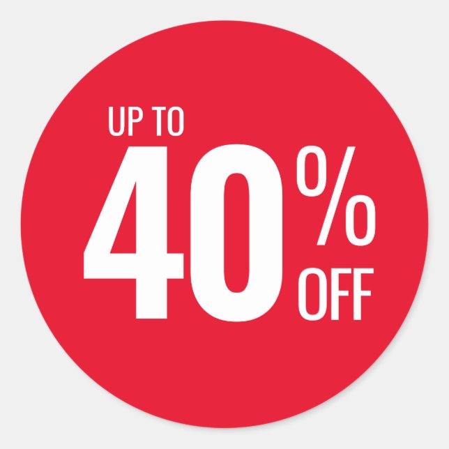 Adesivo Redondo Até 40% OFF (40) Venda pequenas empresas (Frente)