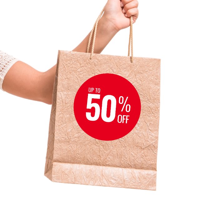 Adesivo Redondo Até 50% OFF (50) Venda Clássica para Pequenas Empr (Criador carregado)