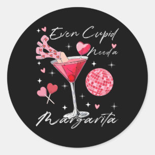 Adesivo Redondo Até Cupido Precisa de uma Margarita no Dia dos Nam