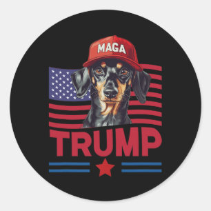 Adesivo Redondo Até Meu Cão Adora Trump Engraçado Dachshund Mega H
