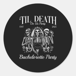 Adesivo Redondo Até que a Morte nos Separe Festa Retro Esqueleto D