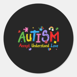 Adesivo Redondo Atenção ao Amor Compreender Autismo Aceitar Autism