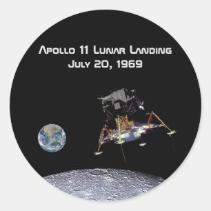Adesivo Redondo Aterragem lunar de Apollo 11