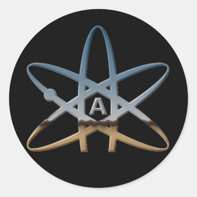 Adesivo Redondo Atheist "Atom" Stickers (Frente)
