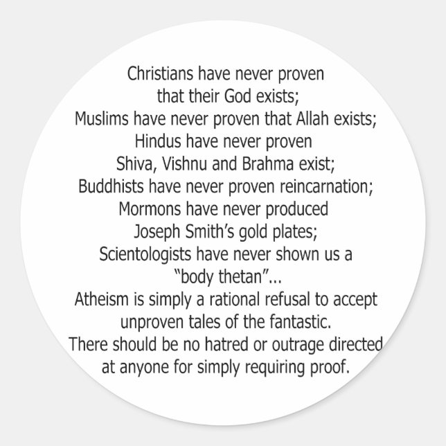 Adesivo Redondo Atheist Stickers (Frente)