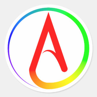 Adesivo Redondo Atheist Symbol Rainbow
