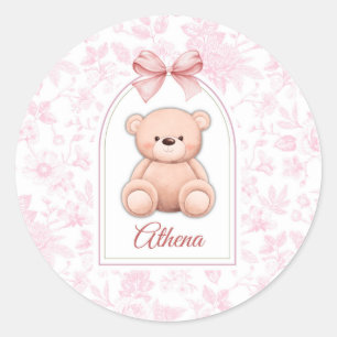 Adesivo Redondo Athena Design de Enfermeiro de Urso Rosa Persona