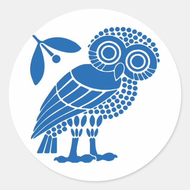 Adesivo Redondo Athens city municipality flag symbol emblem owl bi (Frente)