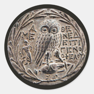 Adesivo Redondo Athens Silver Tetradrachm