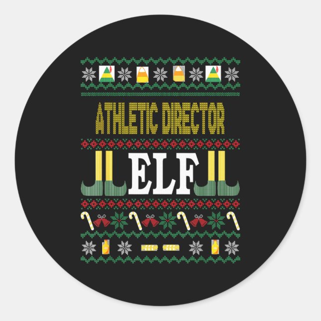Adesivo Redondo Athletic Director Elf Funny Christmas Gift  (Frente)