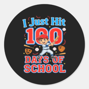Adesivo Redondo Atingiu 100 dias de beisebol escolar 100º dia meni