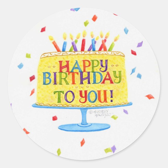 Adesivo Redondo Atirinhas De Aniversário Feliz Aniversário Para Vo (Frente)