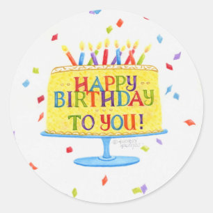 Adesivo Redondo Atirinhas De Aniversário Feliz Aniversário Para Vo