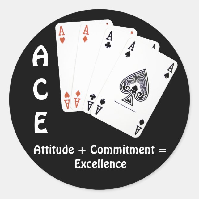 Adesivo Redondo Atitude ACE + Compromisso = Excelência (Frente)