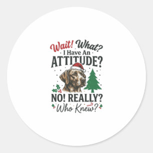 Adesivo Redondo Atitude de Cachorro Engraçado Natal Design Vetoria